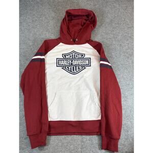 Harley Davidson Pullover Hoodie Mens Medium White Red Wounded Warrior Project